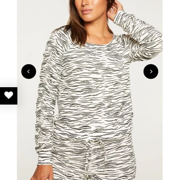 Chaser Zebra Print Shirred Pullover Lightweight Sweatshirt - Picture 3 of 14